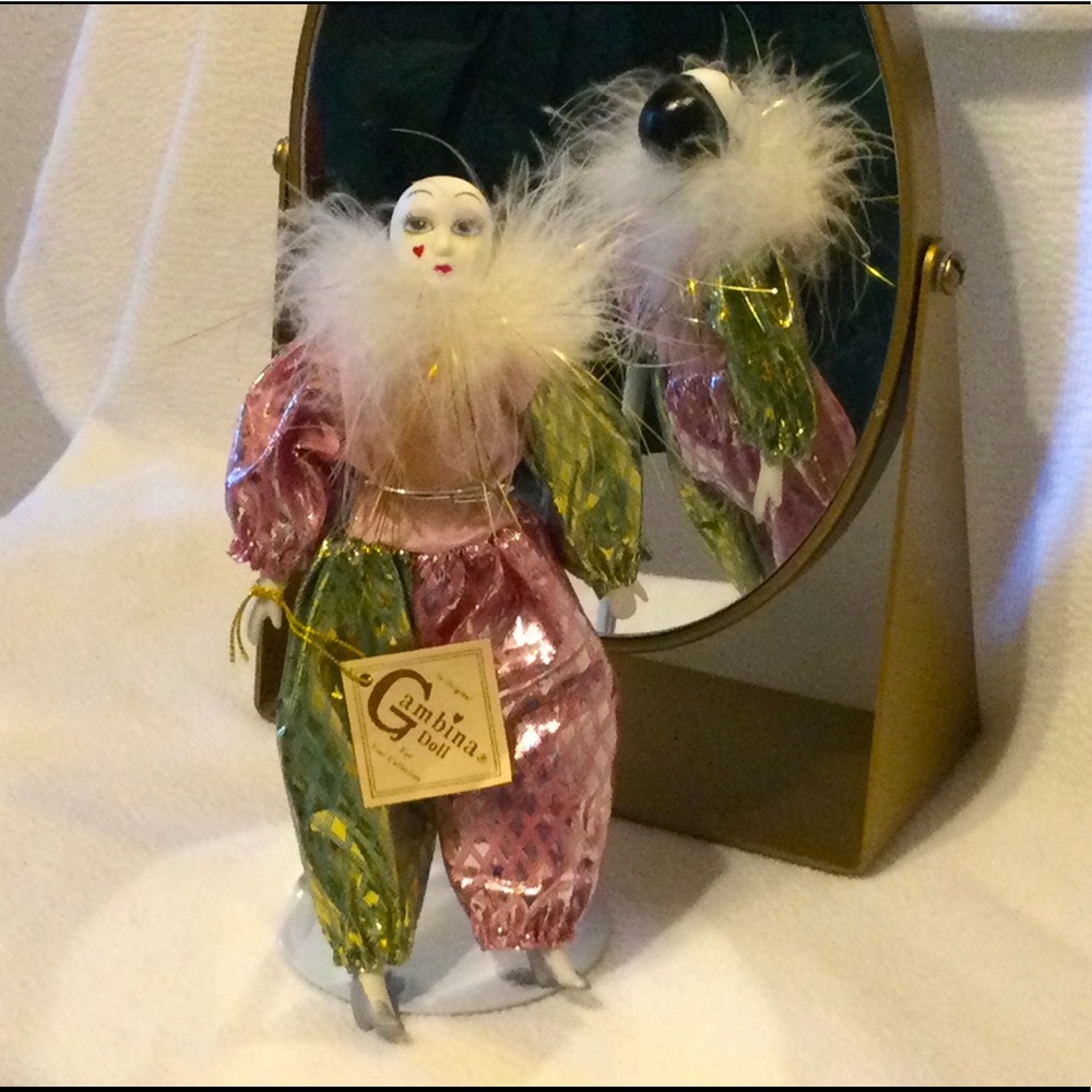 Gambia Porcelain Doll with Stand & Tag